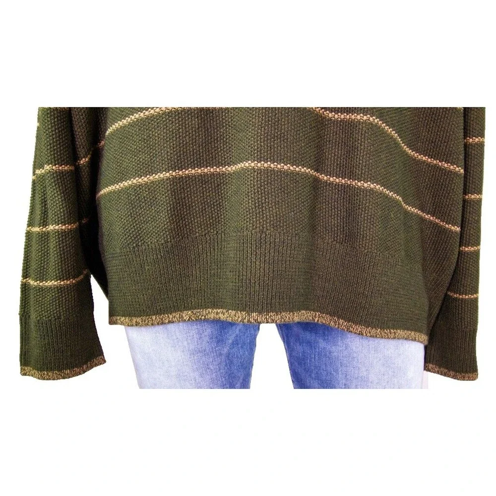 Paige Men's Striped Green Pullover Sweater Long Sleeve Zip Sweater Size XXL